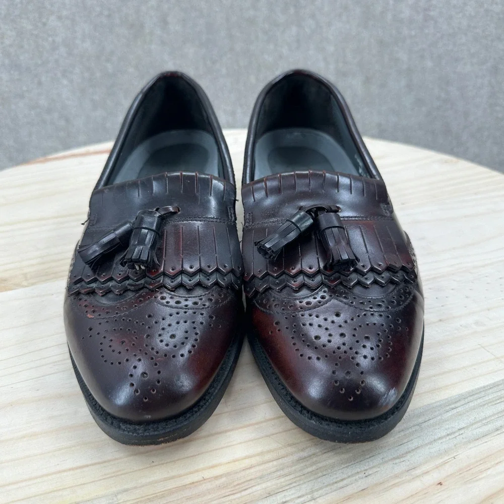 VTG Dexter Kiltie Tassel Loafer Mens 10.5 Burgundy Leather Wingtip Brogue USA